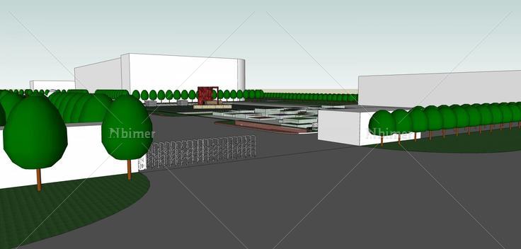 康缘药业工业园区的景观(40263)su模型下载