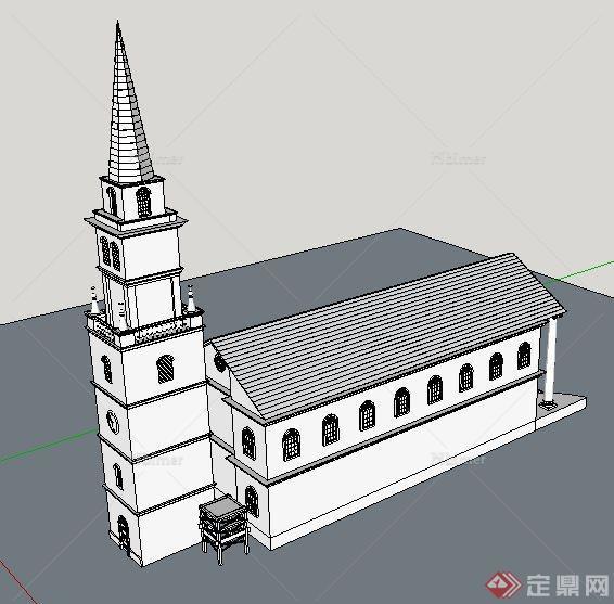 英式风格教堂建筑su模型[原创]