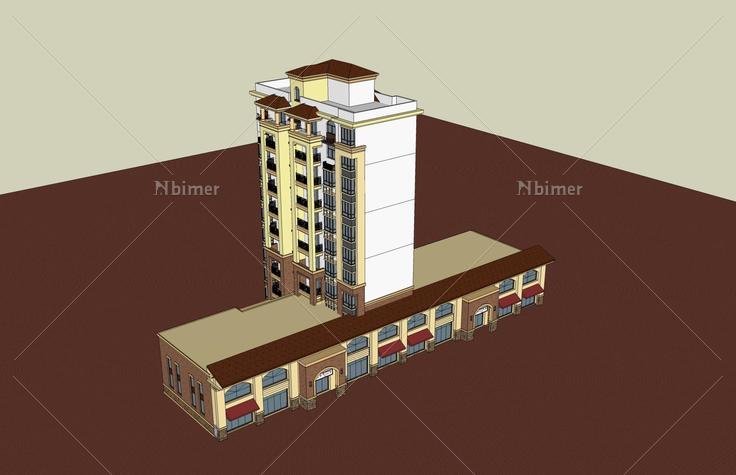 欧式高层商业住宅楼(46572)su模型下载