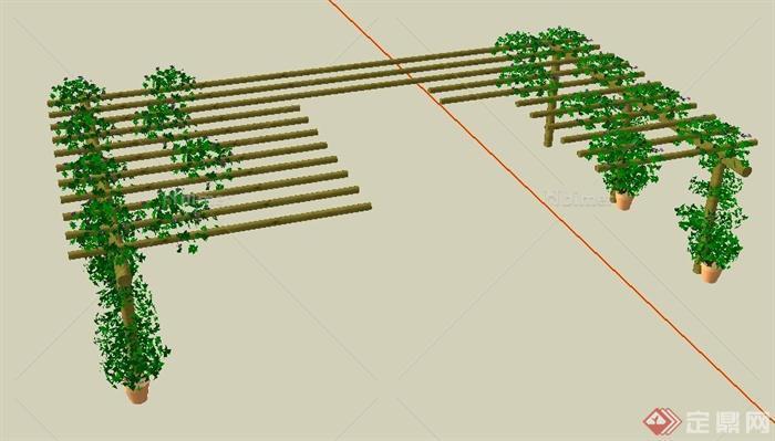 园林景观现代花架su细致模型