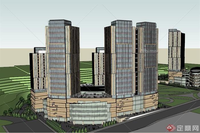 某高层综合办公楼建筑设计SU模型