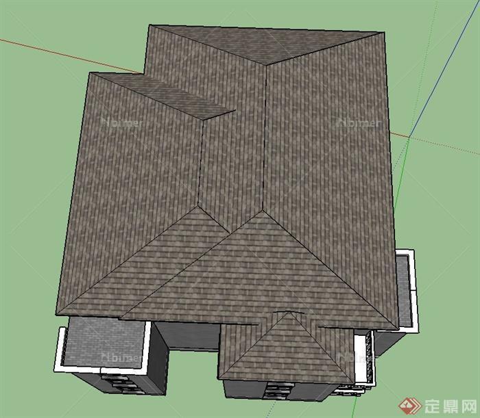 某三层古典中式风格住宅建筑设计SU模型