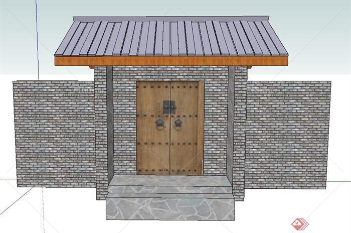 古典中式建筑节点庭院大门设计SU模型