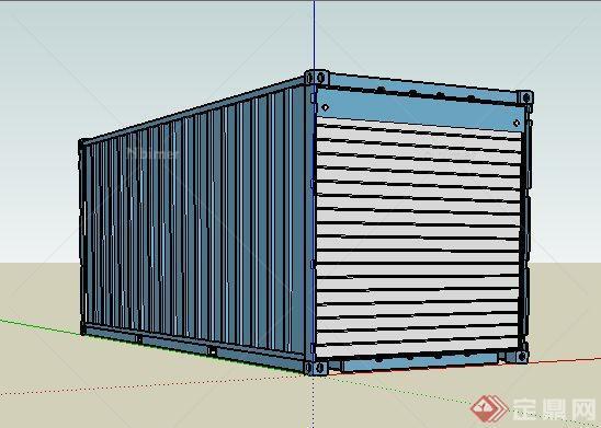 蓝色集装箱货箱su模型[原创]