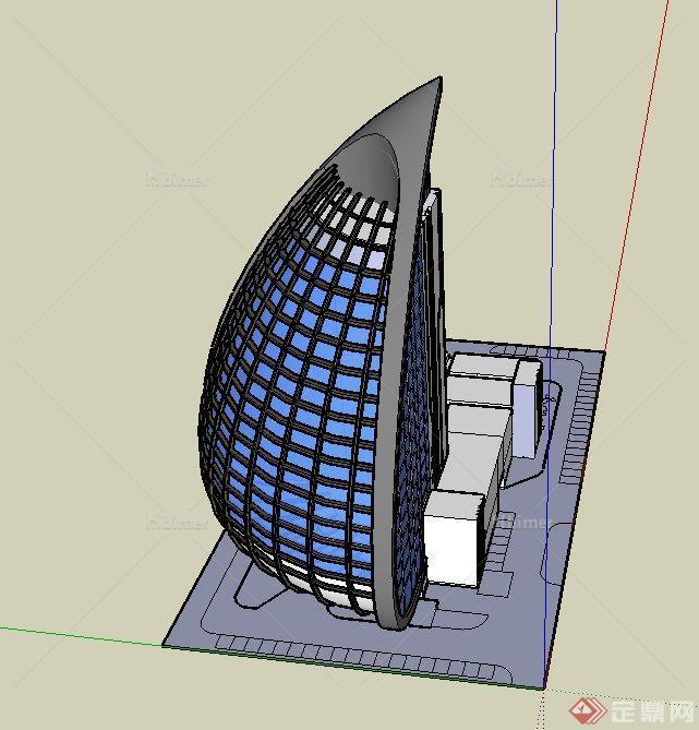 某栋现代高层办公楼建筑设计SU模型