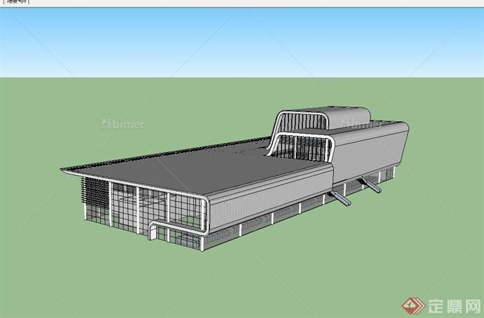 某现代风格火车站建筑楼设计su模型[原创]