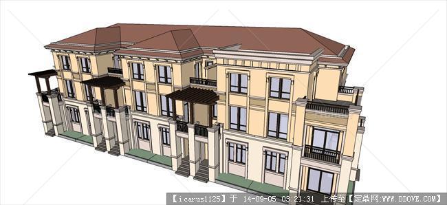 欧式联排别墅建筑设计方案su模型