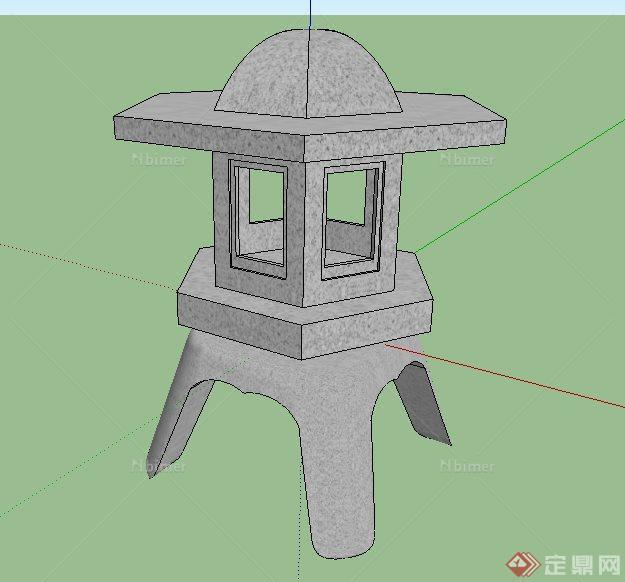 古典中式灯塔su模型
