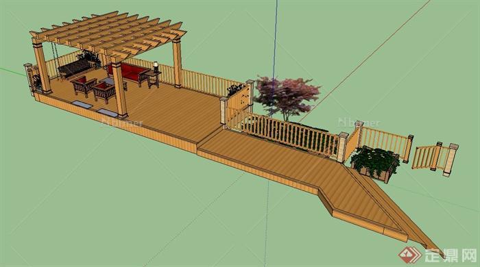 一个庭院平台设计SU模型