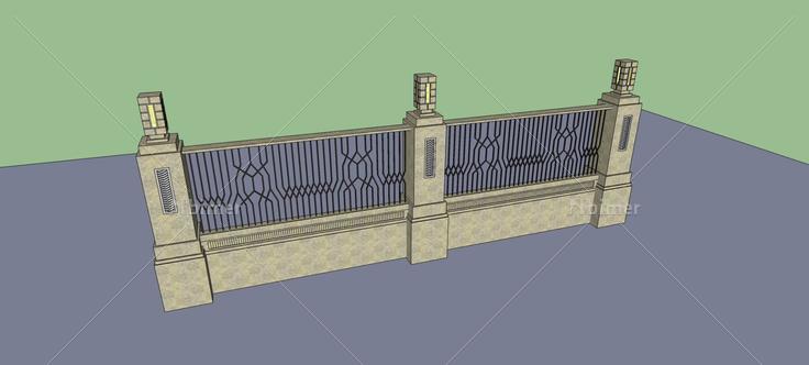 围墙护栏(78638)su模型下载