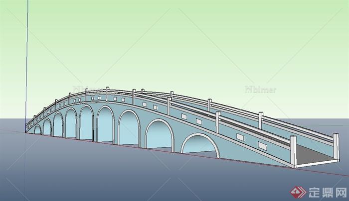 某现代风格九孔拱桥设计su模型