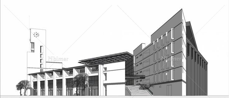 精细模型 福州大学图书馆(132141)su模型下载