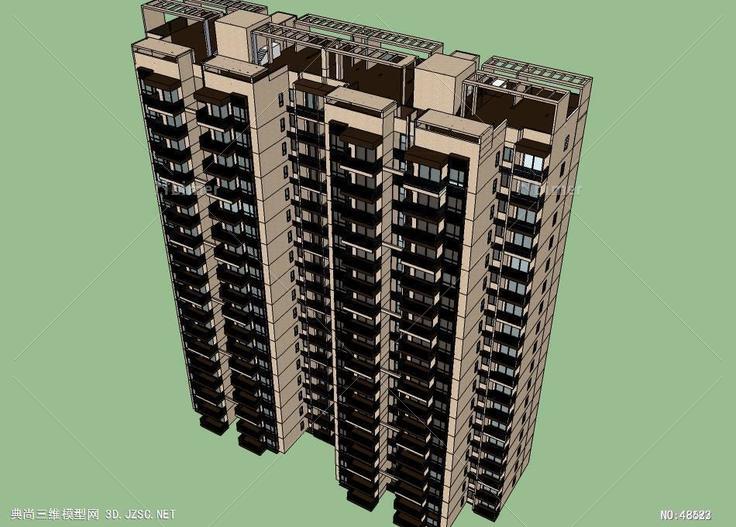 实际项目住宅模型高层住宅 su模型 3d