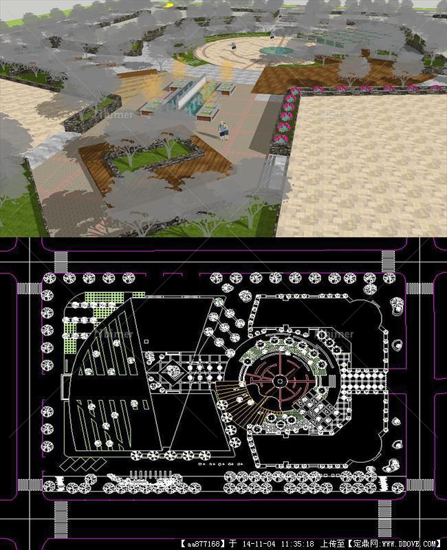 下沉式广场景观方案精细SU设计模型