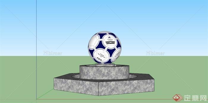 足球雕塑小品水景景观SU模型