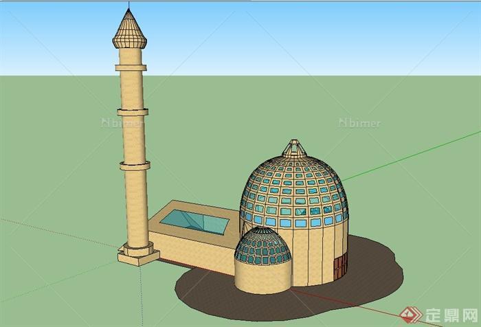 某欧式清真教堂建筑设计SU模型