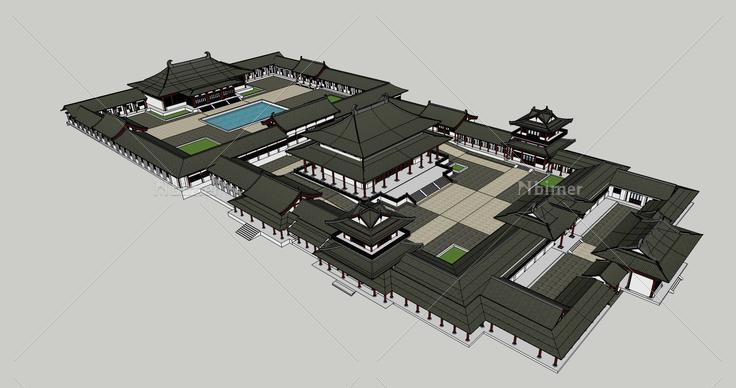 古建寺庙建筑2(105903)su模型下载