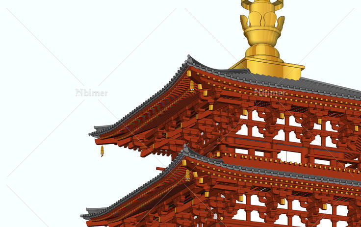 日本奈良东大寺古塔sketchup模型