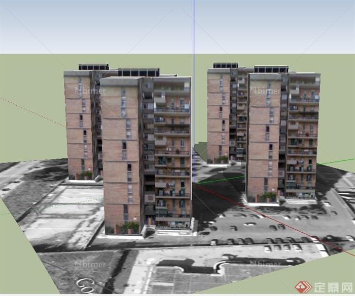 某多栋城中村老住宅建筑设计SU模型