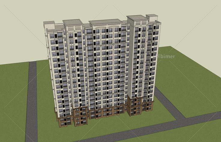 简欧高层住宅楼(46600)su模型下载