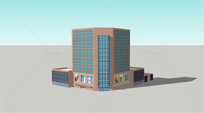 某商业中心建筑（主楼 裙房）方案设计SU精致模型