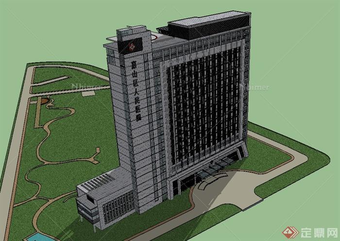 现代高层住院部建筑楼设计su模型[原创]