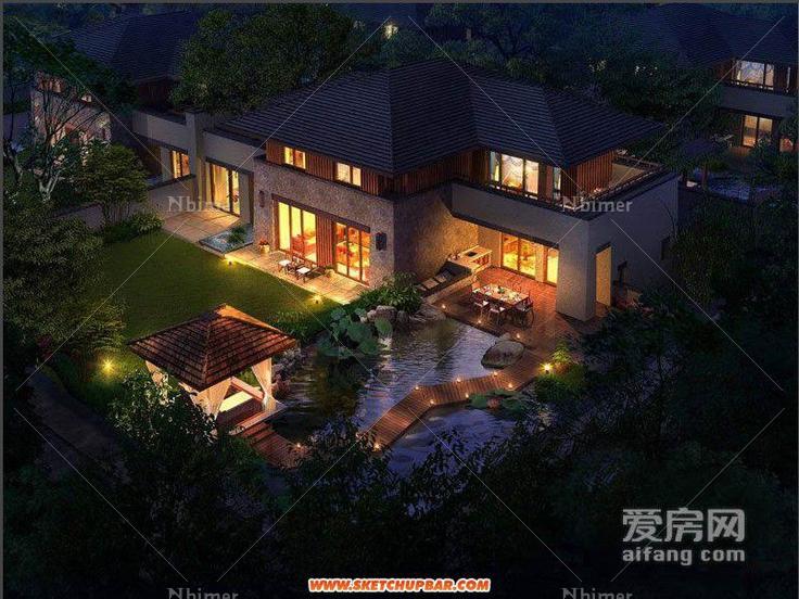 万科郡西别墅，抄绘练习作，附效果图和模型，谢