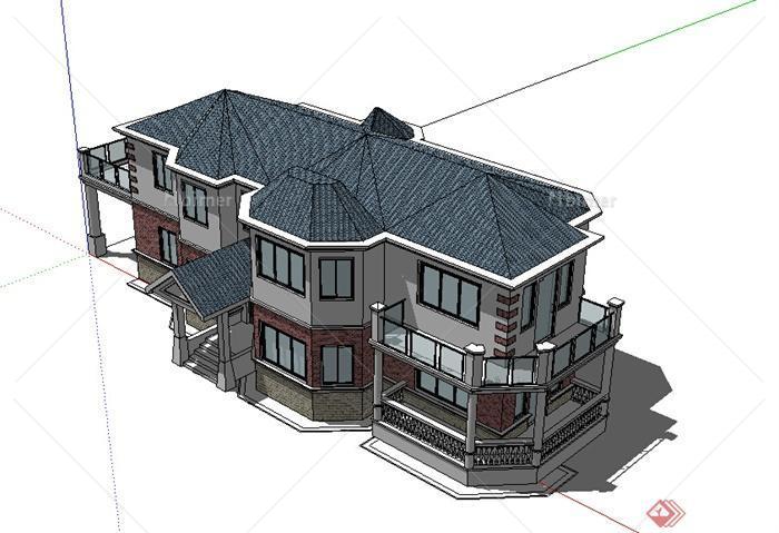 某地区独栋别墅住宅建筑设计SU模型
