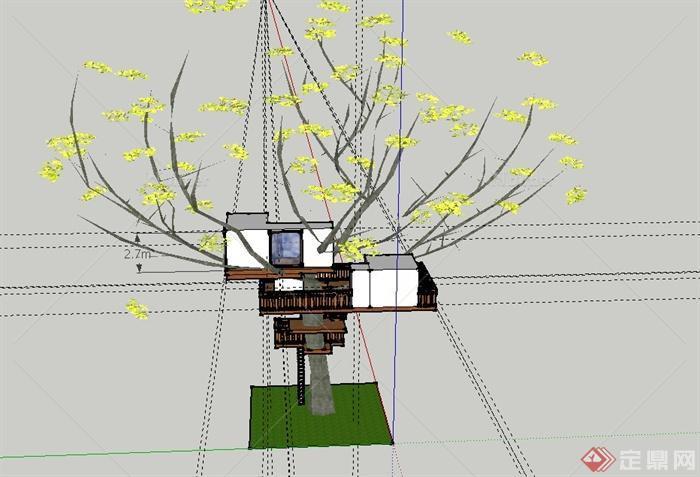 某三台树屋建筑设计SU模型