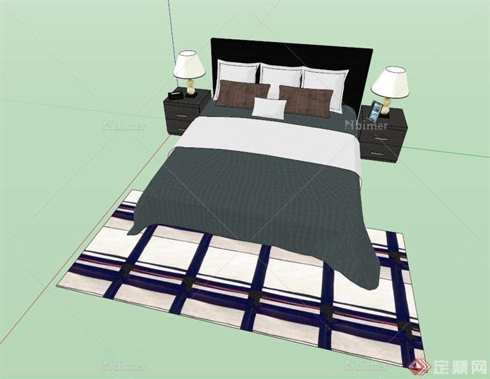 简欧卧室床家具设计SU模型