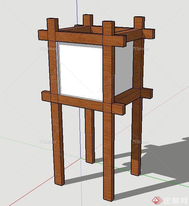 木质方形灯箱设计SU模型[原创]
