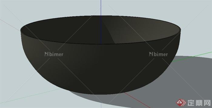 碗形黑色花钵设计SU模型[原创]