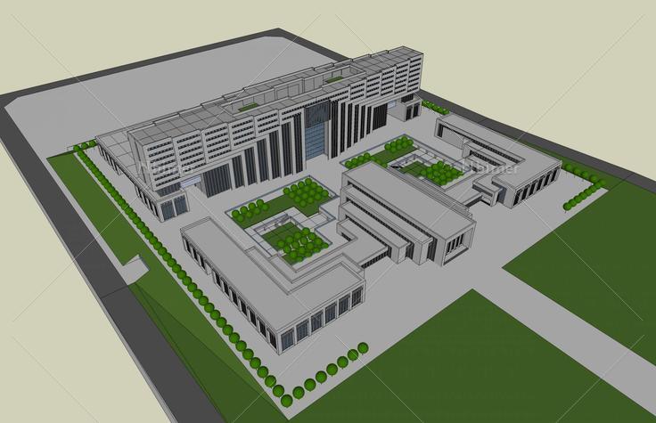 现代行政办公楼(48147)su模型下载