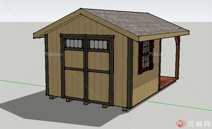 某木板拼接小木屋仓库建筑设计SU模型