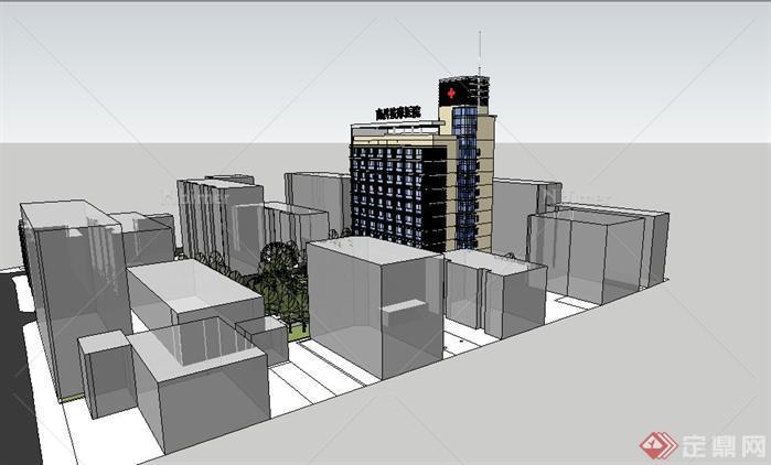3个医院建筑设计方案su模型
