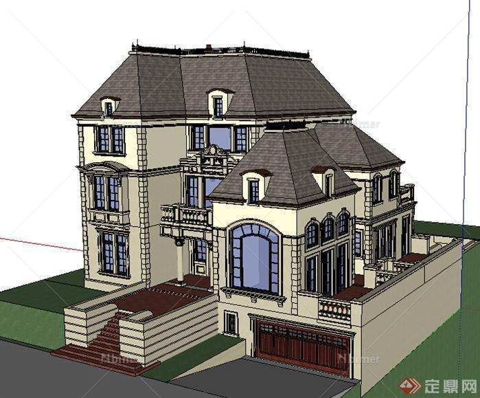 某欧式独栋别墅建筑设计方案SU模型