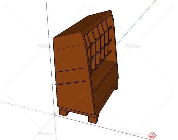 现代全木质红酒柜设计su模型
