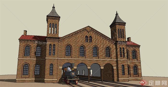 某欧式火车站建筑设计方案su模型