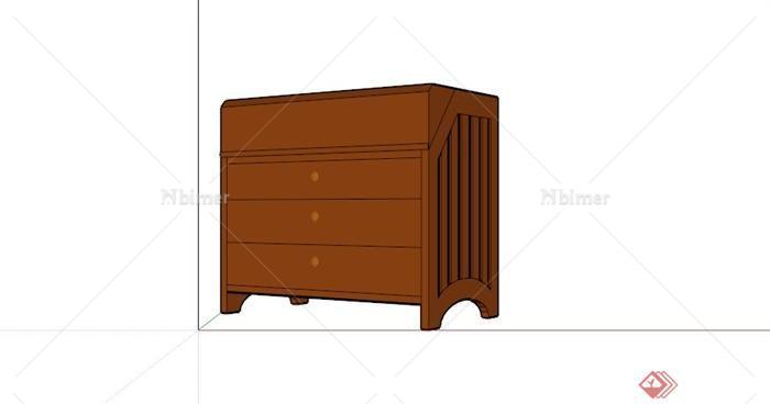 现代三层小型储物柜设计SU模型