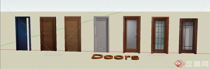 现代风格七道入户门设计SU模型