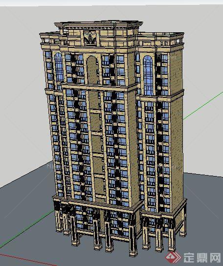 欧式新古典高层住宅楼建筑设计su模型[原创]