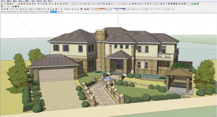实习时做的一个临湖别墅模型~~和大家分享~