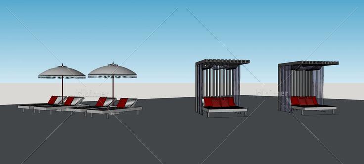 躺椅及休息亭(79248)su模型下载