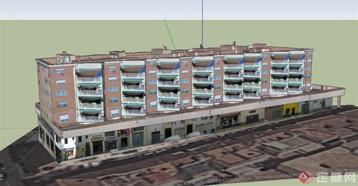 某梯形五层商住房建筑设计SU模型