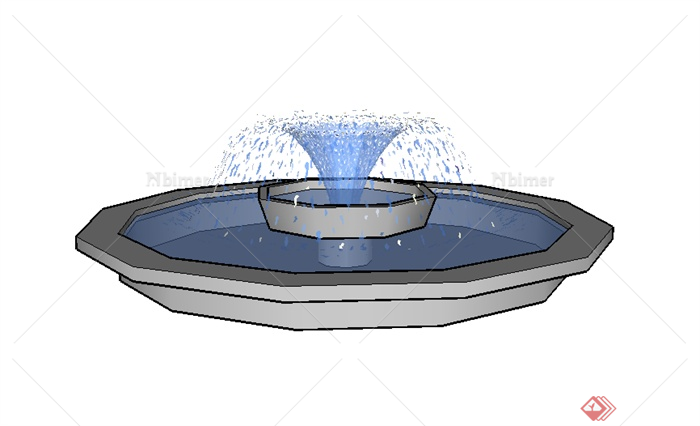 某园林景观水景喷泉su模型素材3
