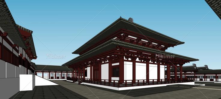 汉唐风古建寺庙(74302)su模型下载