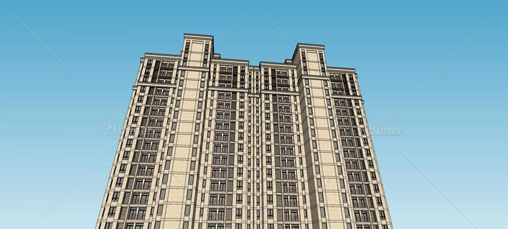 简欧风格高层住宅楼(76395)su模型下载