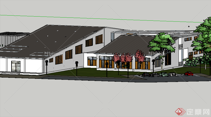 某现代风格博物馆建筑设计SU模型素材21