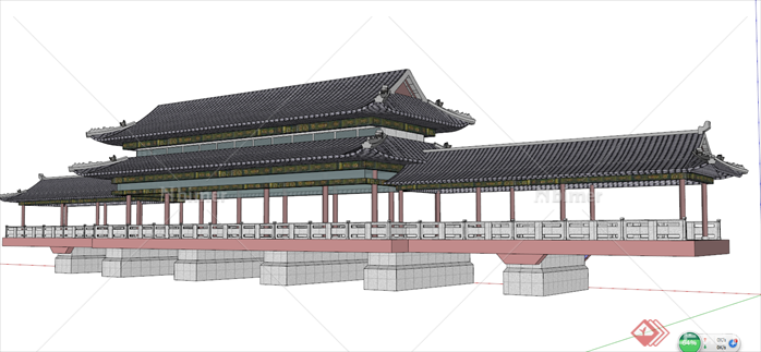 某传统中式水桥建筑设计方案su模型[原创]