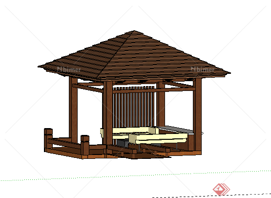 某新中式景亭设计SU模型素材3